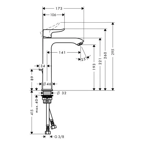 Hansgrohe Metris 200 praustuvo maišytuvas Chromuotas image 3
