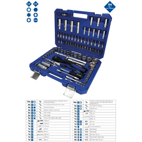 Brilliant Tools Galvučių komplektas 94-vnt 1/4" ir 1/2" image 2