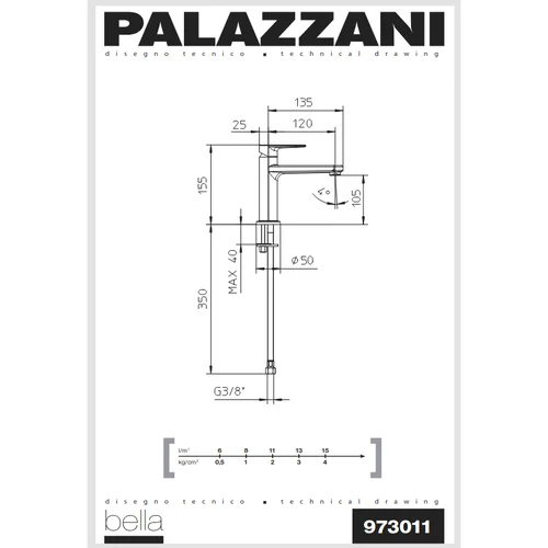 Palazzani BELLA praustuvės maišytuvas image 2
