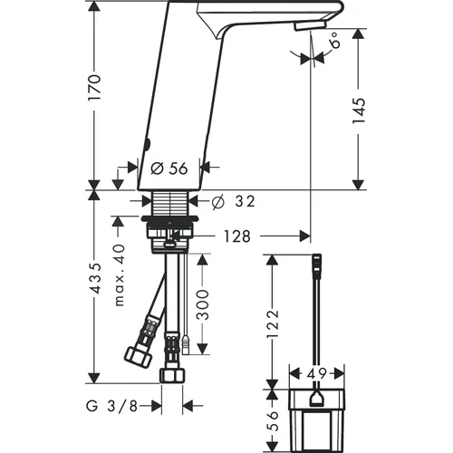 Hansgrohe Metris S 31101000 sensorinis praustuvo maišytuvas image 2