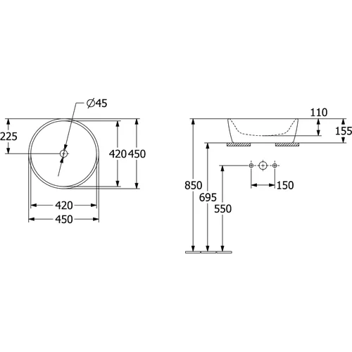 Villeroy&Boch Architectura praustuvas 450 mm, 5A254501 image 3