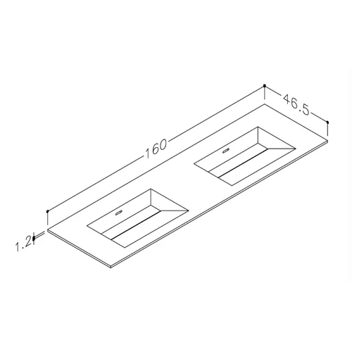 Dvigubas praustuvas Kame CORIAN CN1614618-D-BS 160 cm Balta matinė image 2