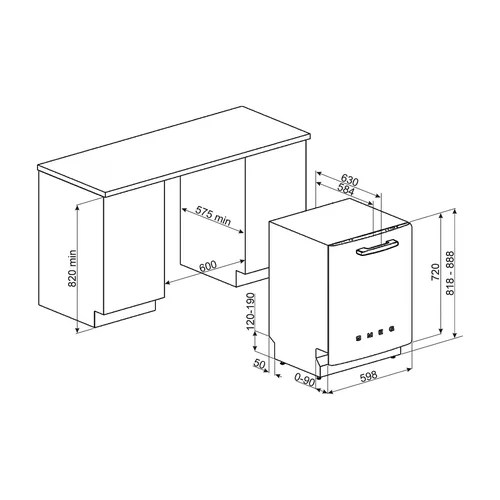 SMEG STFABBL3 Pusiau įmontuojama indaplovė 60 cm, 13 indų image 3