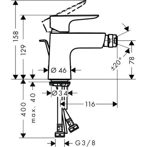 Hansgrohe Talis E 71720000 Bidė maišytuvas Chromo image 2
