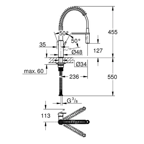 GROHE Get Kitchen chromo spalvos virtuvinis maišytuvas 30361000 image 2