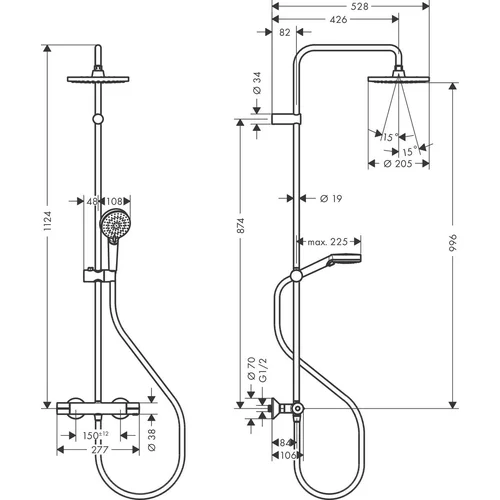Hansgrohe Vernis Blend 26318000 Chromo dušo komplektas su termostatiniu maišytuvu image 2