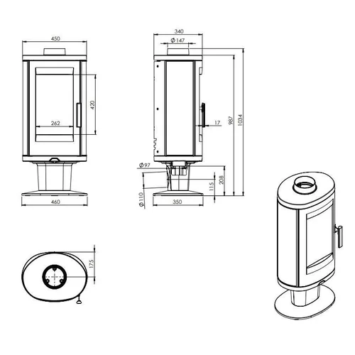 Ketinė krosnelė NORDFLAM AUGUSTA, 7.8 kW image 2