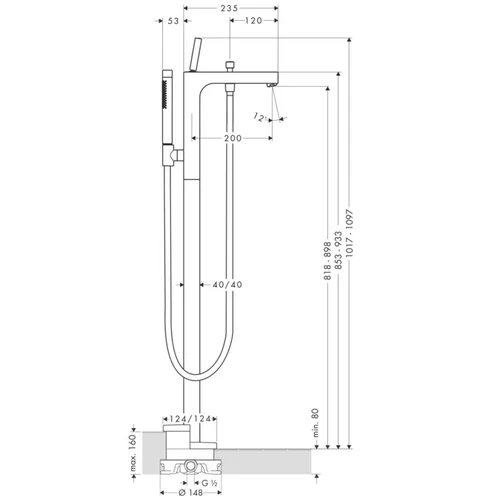 Hansgrohe AXOR Citterio 39451000 Grindinis vonios maišytuvas image 2
