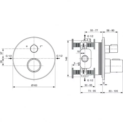 Ideal Standard Ceratherm 100 potinkinė termostatinė sistema, chromas A7670AA image 3