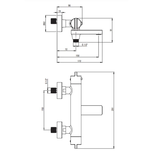 Deante BCH 01BT Termostatinis vonios maišytuvas chromo image 3