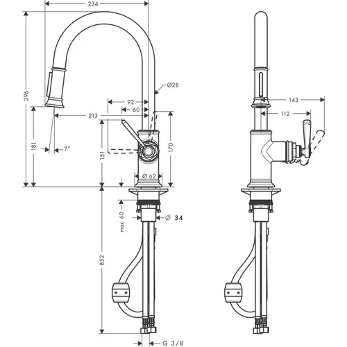 Hansgrohe AXOR Montreux 16581000 Virtuvinis maišytuvas su ištraukiama žarna image 2