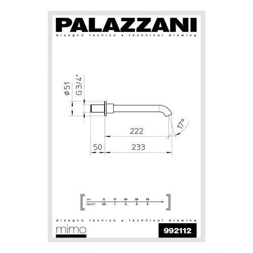 Palazzani sieninis vonios čiaupas Chromas blizgus 23,3 cm image 2