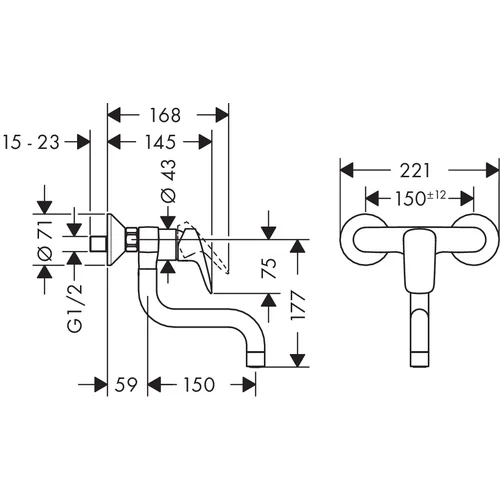 Hansgrohe Logis iš sienos plautuvės maišytuvas 71836000 image 2