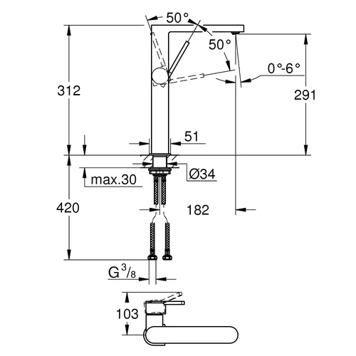 GROHE PLUS Aukštas praustuvo maišytuvas 32618DC3 Supersteel image 2