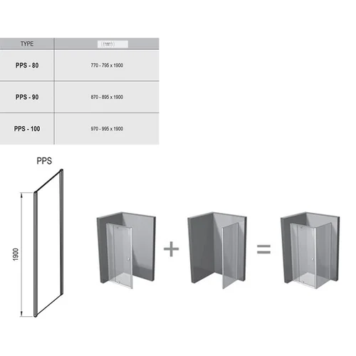 Ravak PPS-100 stacionari dušo sienelė, satinas + stiklas Transparent 90GA0U00Z1 image 3