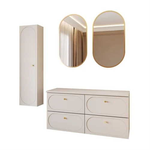 IVORY120 vonios baldų komplektas su aukšta spintele, smėlio spalvos image 2