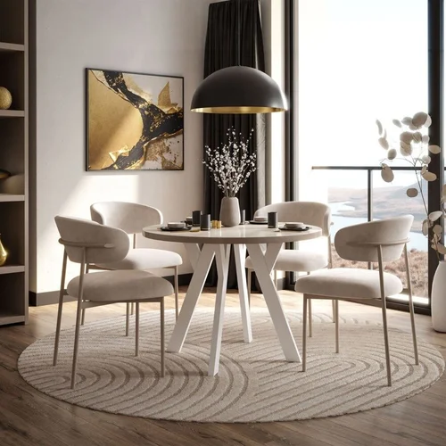 VOLTA GLOSS išskleidžiamas apvalus stalas, kasmyro spalvos image 3