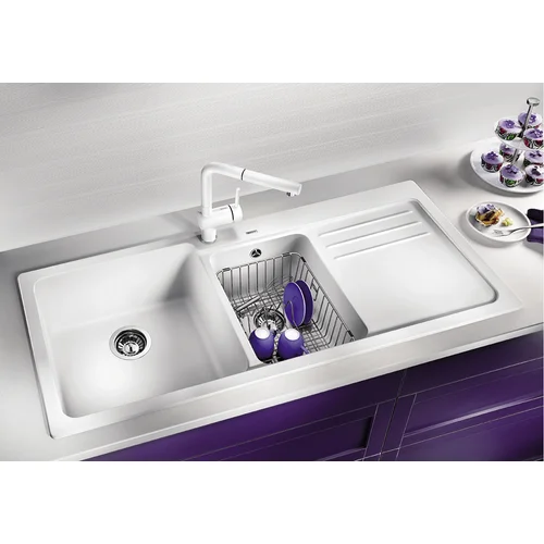 Blanco LINUS-S Silgranit Look 526959, su ištraukiama žarna, švelniai balta image 3