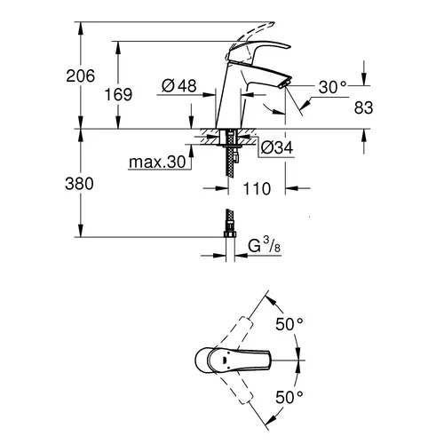 GROHE Eurosmart praustuvo maišytuvas Chromo spalvos image 2