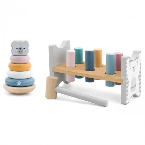 VIGA PolarB Medinė piramidė + plaktukas Montessori image 2