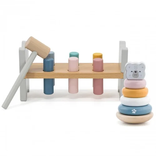 VIGA PolarB Medinė piramidė + plaktukas Montessori image 3