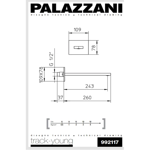 Palazzani QADRA prailgintas vonios čiaupas, 26 cm image 2