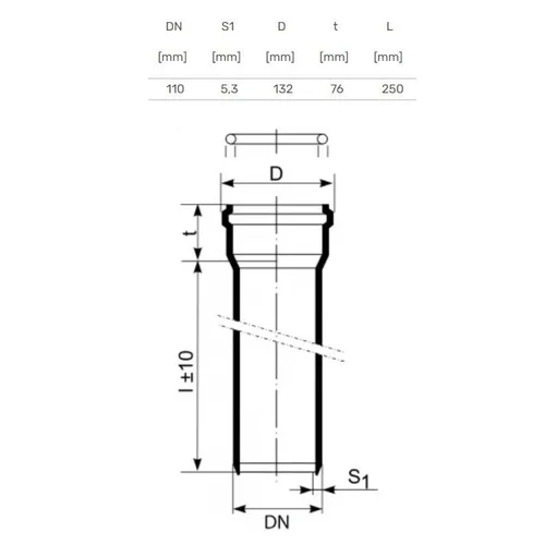 Magnaplast Skolan Ø110 mm 0,25 m vamzdis image 2