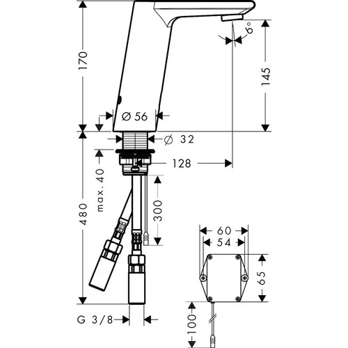 Hansgrohe Metris S 31100000 sensorinis praustuvo maišytuvas Chromo image 2