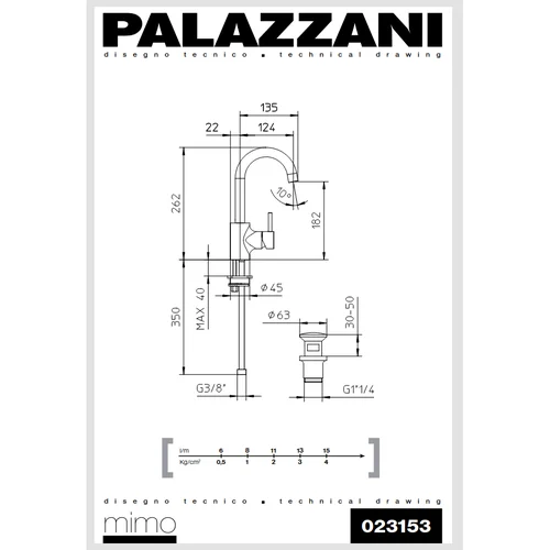 Palazzani MIDI aukštas praustuvės maišytuvas su pasukamu snapu image 2