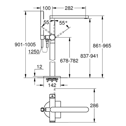 Grohe Plus ant grindų montuojamas vonios maišytuvas, 23846AL3, brushed hard graphite image 2
