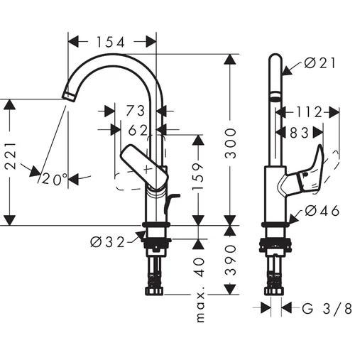 Hansgrohe Logis 71130670 Praustuvo maišytuvas Juoda image 2