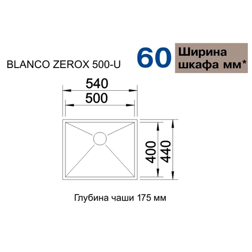 Blanco ZEROX 500-U 521589 įmontuojama plautuvė image 2