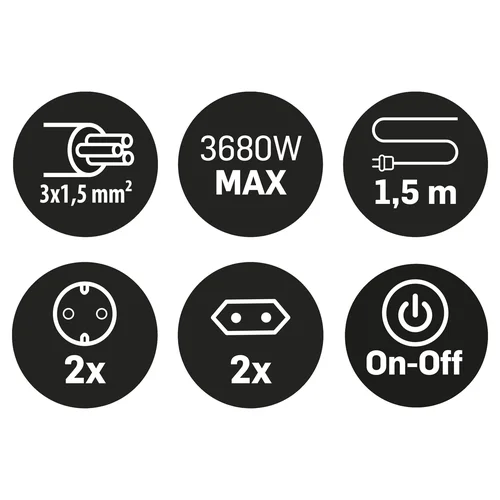 Buitinis ilgintuvas su įžeminimu, 3 x 1.5 mm, 1.5 m, 4 lizdų, juodas image 3