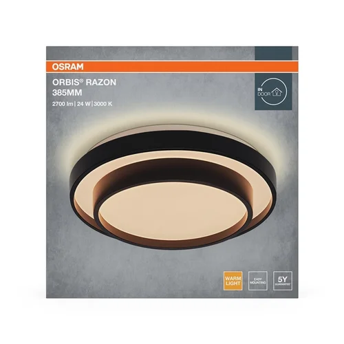 Osram šviestuvas lubų LED 24W 3000K Ø385 juodas image 3