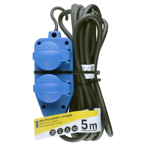 Lauko įžeminimo ilgintuvas, 3×1,5 mm, 5 m, 4 lizdai, mėlynas image 2