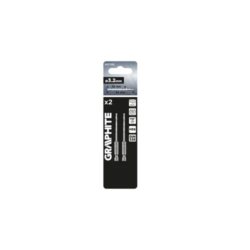 GRAPHITE Grąžtas metalui Hex 3,2 mm, 2 vnt. image 2