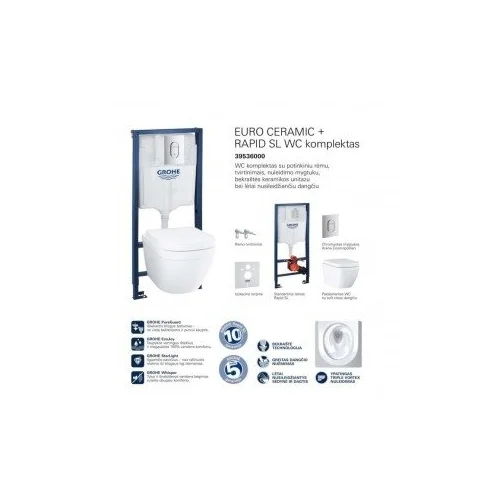 Klozetas GROHE 4in1 EuroCeramic Rimless image 3