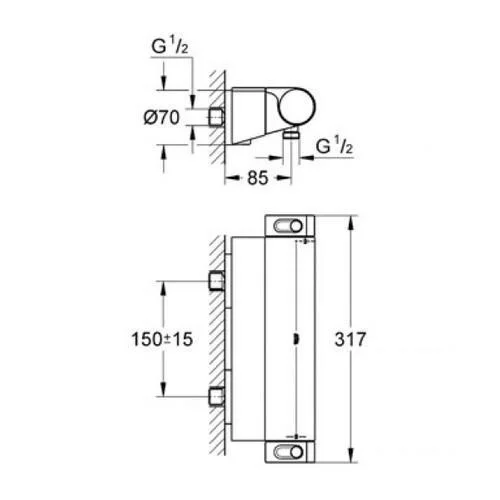 Grohe Grohtherm 2000 termostatinis dušo maišytuvas su lentynėle, chromuotas image 3