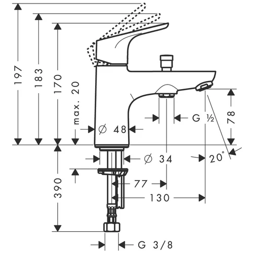 Hansgrohe Focus 31938000 Chromo vonios/dušo maišytuvas image 2