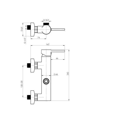Rubineta Ultra-15/D UD15008 sieninis dušo maišytuvas Chromuotas image 2