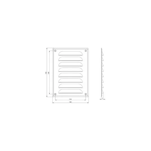 Grotelės ventiliacinės metalinės 260x105 mm INOX image 2