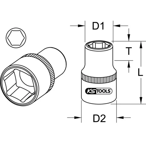 KS Tools Šešiakampė galvutė 3/8", CLASSIC, 19 mm image 2