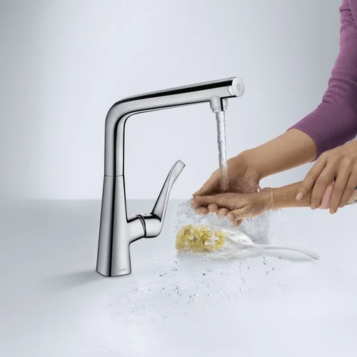 Hansgrohe Metris Select virtuvinis maišytuvas, Nerūdijančio plieno korpusas image 2
