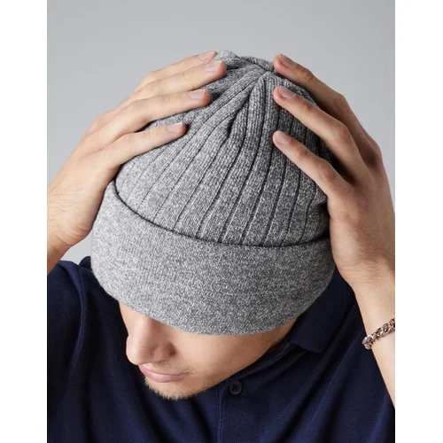 Beechfield B447 megzta kepurė Vieno dydžio Heather Grey image 3
