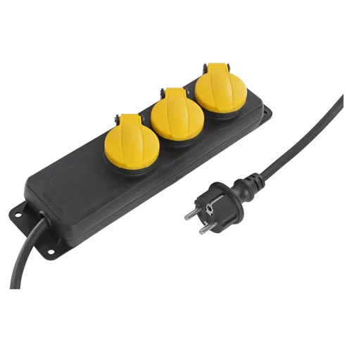 Lauko ilgintuvas su įžeminimu, 3 x 1.5 mm, 3 m, 3 lizdų, geltonas/juodas image 1