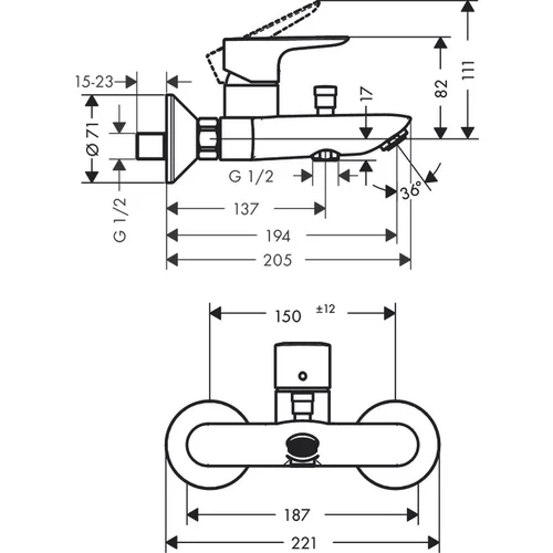 Hansgrohe Talis E 71740000 vonios maišytuvas image 2