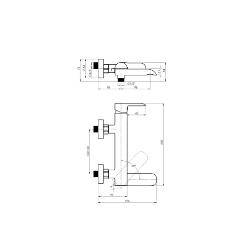 RUBINETA Ultra-10/K (SW) Vonios maišytuvas, Juoda matinė image 2