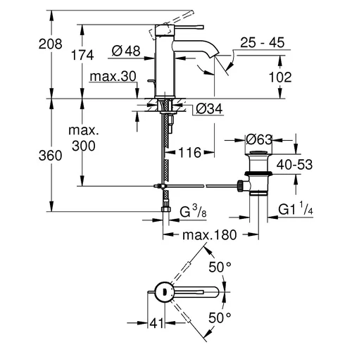 Grohe Essence Praustuvo maišytuvas, S-size, 23589EN1, Nikelio image 2