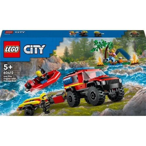 LEGO City 60412 4x4 ugniagesių visureigis su valtimi image 1