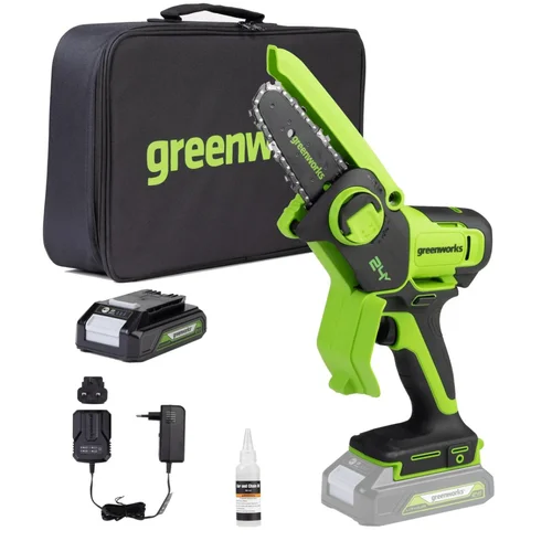 Greenworks G24MCS10K2 24V akumuliatorinis genėjimo pjūklas image 1